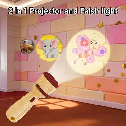 儿童趣味投影玩具，睡前娱乐早教认知玩具，恐龙、动物、海洋、数字、水果，益智玩具，生日礼物，圣诞礼物（3张随机颜色卡片，24种随机内容图案）