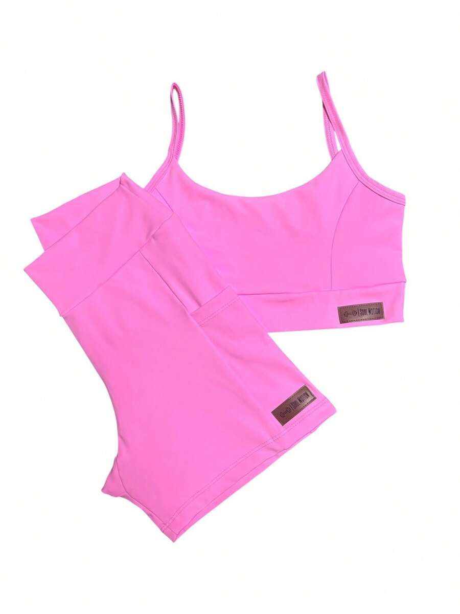 Summer Fitness Set: Shorts With Pocket And Tank Top - Hồng - Xem 1