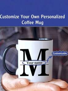 1 X 11 Oz Personalized Letter Name Coffee Mug - Custom Design Mug, Ceramic Cup, Novelty Mug, White Teacup, Summer/Winter Drinkware, Birthday Gift, Family Party Gift, Holiday Gift, Mold-Proof, Reusable, Exquisite, Cute, Modern, Minimalist Customization, Personalized, Unique, Ideal Gift For Him/Her, Anniversary, Valentine's Day, Mother's Day, Birthday, Youth Day, Home Living, Add A Festive Atmosphere To Your Home, Autumn Home Makeover - Multicolor - View 8