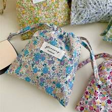 Small Ditsy Floral Drawstring Pouch, Multi-Functional Storage Bag For Home & Travel, Organizer For Miscellaneous Items ,Travel Essential Bag - Multicolor - View 5