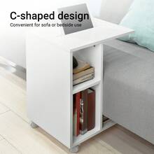 SoBuy FBT48-W Side Table With Slot For IPad, Magazine Rack, Coffee Table With Wheels, White, Approx. 45x58x35cm (WxHxD). - White - View 10