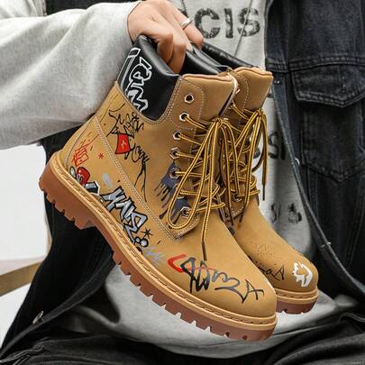2025 Winter Graffiti Printed Boots, Personalized Ankle Boots For Men