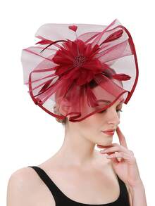 1件女士礼帽，德比帽，大花朵装饰，2025款，适合优雅的下午茶派对，女士发饰 - 彩色 - 查看 11