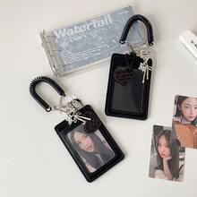 Fashion PU Leather Card Holder Double Card Slot With Lanyard Idol Photos Protective Cover Simple ID Card Holder