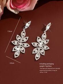 1 Pair Fashionable Copper Chain Snake Shaped Long Tassel Crystal Dangle Earrings, Chic Style For Women Party - Silver - View 8