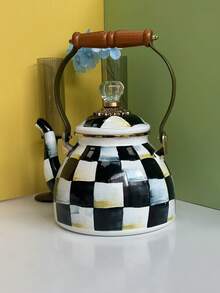 This Minimalist Striped Teapot With A Wooden Handle And Diamond-Shaped Lid Is Perfect For Use Indoors During Winter, Whether Near A Fireplace, Fireplace, Or Gas Stove. It's Also An Essential Item For Winter Camping, Suitable For Family Gatherings And Holidays, And Makes A Wonderful Gift For Friends And Family. - Multicolor - View 11