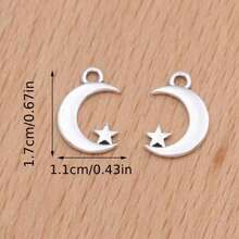 20PCS/10pcs/5pcs Silver Plated Moon And Star Charms For Jewelry Making DIY Necklace Bracelet Earrings Accessories Cheap Craft Supplies For Eid, Ramadan,Anti-Rust 304 Metal Pendant, For Jewelry Making, DIY Handcraft Supplies, Necklace And Bracelet Accessories