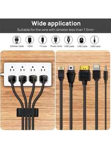 Eight Hole Single (Conventional Adhesive) Wire Fixing Clip - Self-Adhesive Wire Organizer