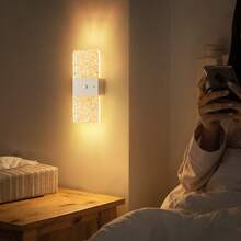 现代水晶感应壁灯，LED智能感应亚克力壁灯，室内感应壁灯，无线LED壁灯，电池供电夜灯，粘胶设计，可旋转，便携式 - 彩色 - 查看 7