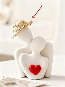1件现代浪漫爱情拥抱摆件，饰以红色爱心，独特的抽象情侣拥抱树脂摆件 - 多功能家居及办公装饰，非常适合摆放在书架、玄关、卧室、客厅，是完美的 情人节礼物 - 彩色 - 查看 11