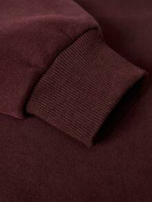 Áo nỉ cotton nam, áo nỉ trễ vai nam, áo nỉ cổ tròn cỡ lớn dày và ấm cho mùa thu đông, thích hợp cho thời tiết lạnh. - Màu Đỏ Sâu - Xem 5