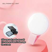 三档可调自拍环形灯，USB充电式LED灯，适用于直播、自拍、摄影，暖白光，便携式迷你环形灯，适用于智能手机 - 彩色 - 查看 2