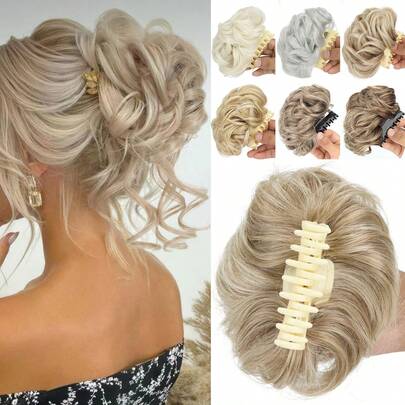 Claw Clip Messy Bun Hair Piece For Women With Ponytail Synthetic Hair Bun Extensions Wavy Curly Hair Pieces For Updos Short Hair Accessories