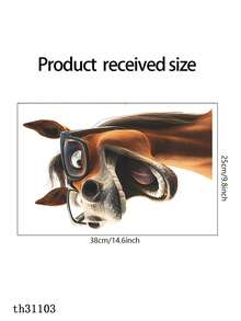 1张创意个性窗贴，PVC自粘塑料动物贴纸，彩绘奶牛和马头图案，不规则形状，适用于玻璃门窗装饰，可用于家居背景墙和美化，家居墙面装饰 - 彩色 - 查看 3