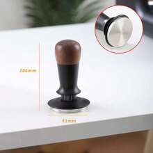 1个带刻度的螺纹底咖啡压粉器，胡桃木材质，柔性头设计，51/53/58毫米，适用于意式咖啡机，咖啡工具，咖啡师配件