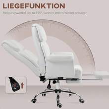 HOMCOM Office Chair, Ergonomic Desk Chair With Reclining Function, Lumbar Cushion, Height Adjustable Computer Chair With Footrest, Swivel Function, For Home Office, Synthetic Leather, White - 1 - View 7