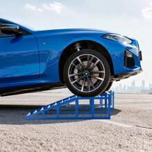 Blue Hydraulic Lift Platform 2000kg, Heavy Duty Lift Platform For Car Maintenance And Oil Change, Flat 23° Entry Angle, 27.5cm Adjustable Height, Professional Car Repair Ramp