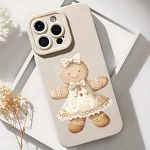 2026 nueva funda de teléfono mate, funda de teléfono diseño de niña de pan de jengibre con lazo y vestido para  17 15 Pro Max  17 14 Pro  17 13  Galaxy S23 S22 S21 protector de teléfono funda de pareja regalo para novio novia regalo de vacaciones - Negro - Ver 6