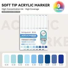 Languo 207色直涂式丙烯颜料马克笔套装，1.0mm软毛笔头，大容量防水速干不渗墨顺滑墨水，高遮盖力均匀覆盖，适用于多种表面，如石头、玻璃、陶瓷、金属、木材、画布等，优质艺术家绘画用品及返校必备品。 - 彩色 - 查看 24