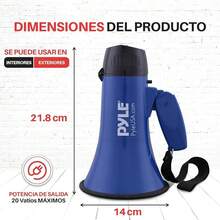 PYLE Megafono Rosa Portatil Sirena Integrada, Altavoz Compacto Funciona con Baterias. Plegable. para Animadoras, Futbol, Deportes, Policia - Azul - Ver 8