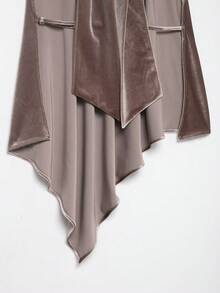 ZEVITY Women's Solid Color Asymmetric Spaghetti Strap Top, Velvet Backless Spaghetti Strap Camisole - Mocha Brown - View 5