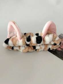 1 pieza/1 set (Diadema - 1 pieza + Muñequera - 2 piezas) Diadema con orejas de gato a lunares y rayas, muñequera multifuncional impermeable para lavarse la cara, maquillaje y cuidado de la piel, decoración del hogar y del baño, decoración de otoño, vuelta al colegio, cabello