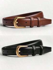 1pc Of High-Quality PU Material Casual And Fashionable Multi-Functional Belt. Suitable For Daily Leisure, Business Occasions, Dining, Dating. Can Be Paired With Jeans And Casual Pants. Applicable In Winter, Early Winter, Deep Winter, Christmas, Thanksgiving. The Best Choice As A Gift For These Occasions. - Nhiều màu - Xem 3