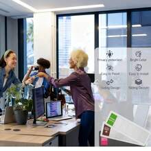 办公室门牌 6 种选项：请勿打扰、请敲门、正在开会、外出办公、远程办公、稍后回来 会议室/洽谈室隐私滑动门牌 银色 - 彩色 - 查看 3