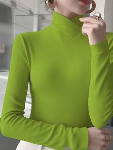 Áo lót nữ cổ chéo dệt kim màu trơn, thích hợp mặc công sở, hàng mới về mùa xuân, phong cách thường ngày. - màu xanh lá - Xem 6