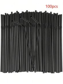 20/50/100/200/300/400pcs Black Flexible Straws, Coffee Stirrers, Beverage Accessories Suitable For Milkshakes, Slushies, Bubble Tea, Pearl Milk Tea, Iced Coffee, Suitable For Bars, Clubs, Restaurants And Home Use, Also Can Be Used As School Supplies - Multicolor - View 19