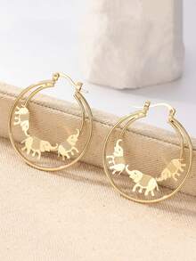 Elegant Handcrafted Gold Elephant Earrings, Women's Earrings, Anniversary Gift For Her - Gold - View 3
