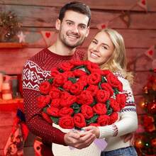 Crochet Floral Bouquet Pattern Blanket, Handmade Crocheted Rose Throw Blanket, Suitable As Sofa Shawl, Romantic Gift For Valentine's Day, Wedding, Anniversary, Women - Multicolor - View 6