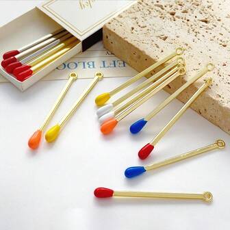 10/20个极简合金火柴形吊坠，适合DIY项链、手链、耳环、钥匙扣等饰品制作