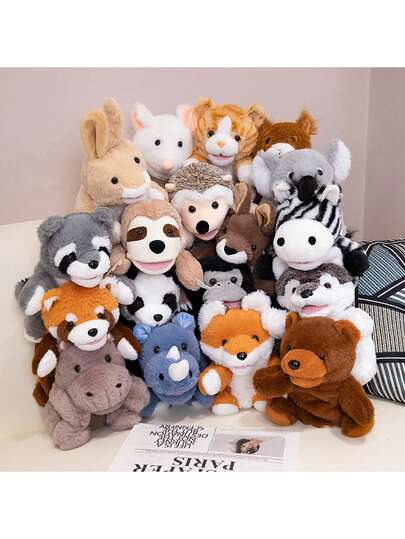 Marioneta de mano de animal de 25 cm (9.84 pulgadas) de conejo - Muñeco de peluche suave y esponjoso, adecuado para juegos de roles e inspirar la creatividad de los niños, regalo perfecto para Navidad, Halloween, Acción de Gracias, cumpleaños y eventos familiares