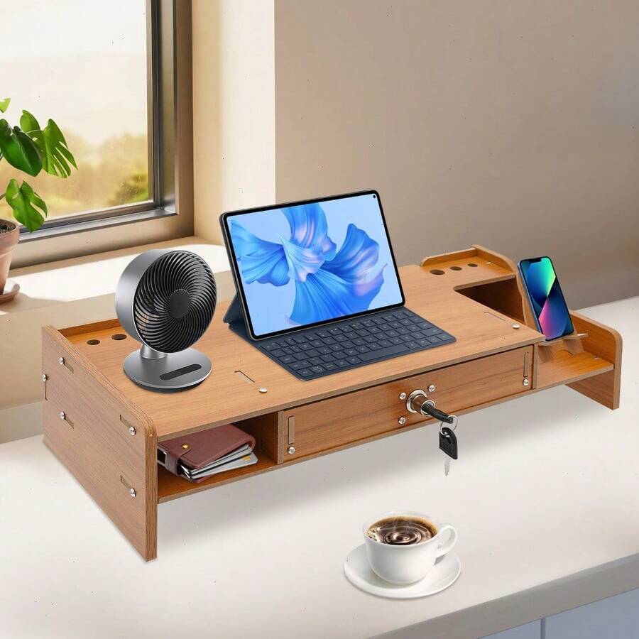 Monitor Riser With Drawer Computer/Laptop/PC Stand For Desk Organizer ...