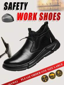 1 Pair Steel Toe Boots For Men Safety Work Boots For Women,Comfortable And Fashionable Protective Feet Work Shoes Puncture Proof Slip Climbing,Suit For Construction,Factory,Manufacturing Workers,Warehouse,Leather Upper Material High Top Excellent Heat Retention,Work Shoes Puncture Proof Autumn And Winter Men Shoes Best Work Shoes Chef Comfortable Shoes - Black - View 10