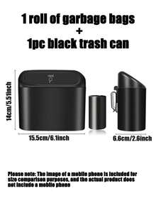 Auto-Abfalleimer mit Deckel - Universeller Mini-Mülleimer für Fahrzeuge, auslaufsicher, mit 30 Müllbeuteln, Organizer und Stauraum für Vorder- und Rücksitz, Zubehör für Auto, Büro, Schlafzimmer, Zuhause (Schwarz) - Schwarz - Übersicht 13