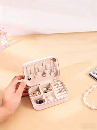 1/5pcs Rectangular Jewelry Storage Box, Summer/Winter Travel Jewelry Storage Box, Mini Jewelry Storage Box, Earring, Necklace, And Ring Storage Box, Jewelry Display Storage Box, Large Capacity Jewelry Rack, Suitable For Earrings, Rings, Necklaces, Bracelets, Nail Polish, Etc., Mother's Day Gift, Christmas Gift, Halloween Gift, Women's Gift.
