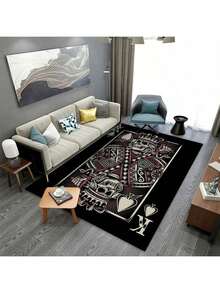 1 Stück Spielkarten Muster Teppich, geeignet für Wohnzimmer, Schlafzimmer, Unterhaltungsbereich Bodenbelag, Bar Dekoration Teppich, Spielzimmer Teppich, perfekt für Party Dekoration - Verschiedenfarbig - Übersicht 12