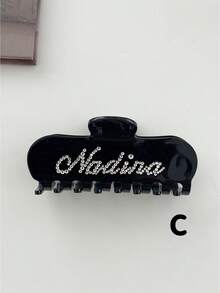 Kẹp tóc hình vuông oval khắc tên cá nhân, kẹp tóc đính đá tùy chỉnh 5 chữ cái, phụ kiện tóc có thể tùy chỉnh màu sắc, phụ kiện tóc dành cho nữ. - Nhiều màu - Xem 10