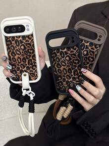 Ốp lưng điện thoại họa tiết da báo màu hổ phách cổ điển sang trọng tương thích với Pixel 9 9 Pro 9 Pro XL 8 8Pro 8A Ốp lưng chống sốc dạng dây ngắn thời trang - màu đen - Xem 3