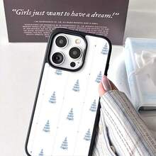 1 pieza Funda de teléfono a prueba de golpes y caídas,  Azul, árboles, repetido compatible con iPhone 17, 17 Pro Max, 17 Air, 16, 16 Plus, 15, 14, 13, 12, 11, XS, XR, X, 7, 8 Plus, Pro Max, Mini, 13 Pro Max, 16 Pro Max, resistente al agua y a los arañazos - Negro - Ver 4