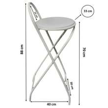 Banqueta Alta Dobrável Compacta Com 70 Cm De Altura Preto Apartamento e Diversos Ambientes - Branco - Visão 2