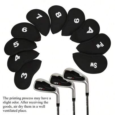 10pcs/set Easy Golf Club Cover Club Pprotection Overprint Digital Iron Cover