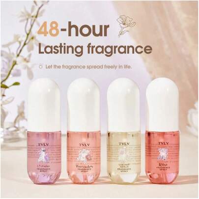 1瓶50毫升热带微风室内喷雾，多达4种清新香氛组合可选，多层活力喷雾，持久散发自然香气，融合异域菠萝芒果柑橘香调，完美适用于客厅、工作区、休息室和特殊场合。