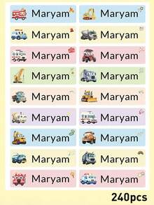 100/200/500 szt. Pojazdy inżynieryjne, niestandardowe, wodoodporne naklejki, spersonalizowane etykiety imienne, naklejki na artykuły szkolne, etykiety na ubrania do żłobka, etykiety na ubrania, niestandardowe naklejki na etykiety imienne, personalizowane naklejki, spersonalizowana naklejka, artykuły szkolne dla chłopców i dziewcząt, ciepła atmosfera, jesienne odświeżenie domu, dekoracja świąteczna, harmonia w domu