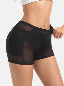 Women's Shapewear Shorts, Tight Pants With Fake Butt, Padded Hips And Thighs, Lifting And Shaping Waist, High Waist Tummy Control Panties With Removable Foam Pads, Slimming Belly, Compression Bodysuit, Seamless Underwear, Elastic Waist Trainer, Fashionable Bodycon Shapewear - Black - View 4