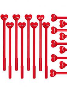 20支心形笔 情人节笔 中性笔 护士笔 可爱趣味笔 散装黑色墨水 适用于护士、女性、学生、教师、教室、办公室、学校用品（红色） - 紅色 - 查看 1