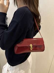 Women's Retro Faux Leather Flap Decor Underarm Shoulder Bag, Suitable For Dates, Outings, Parties And Other Occasions - Red - View 6