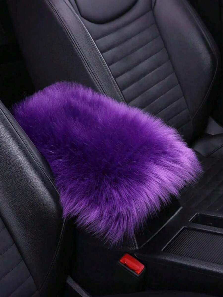 Plush Velvet Armrest Cover Pad – Soft Velvet Center Console Pad For Car SUV Truck, Universal Fit Warm Winter Interior Cushion, Non-Slip Polyester Console Seat Box Protector,Luxurious Faux Fur Armrest Pads,Comfortable Center Console Support And Stylish Interior Upgrades - 紫色 - 查看 1